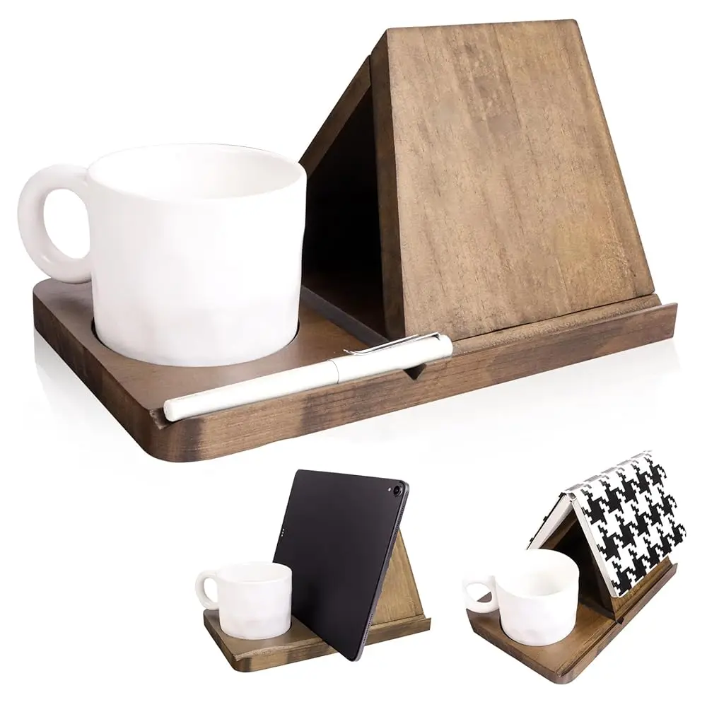

Small Book Shelf - Triangle Book Holder, Wood Mini Bookshelf For Reading Nook, Perfect Desk Decor & Gifts For Book Lovers, I