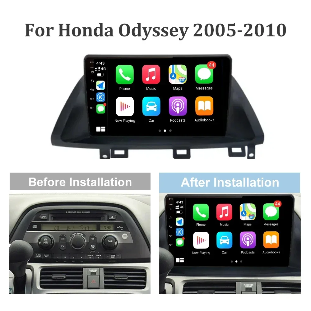 Android 14 untuk Honda Odyssey 2005-2010 mobil, Radio Multimedia navigasi GPS nirkabel Carplay layar 2 Din Stereo 4G Head Unit