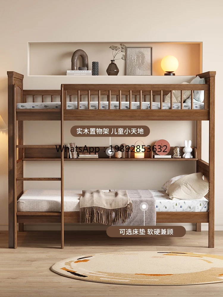 LYY Solid Wood Children's Bunk Bed Double Layer Bed Small Apartment High Low Double Bed with Guardrail Furniture