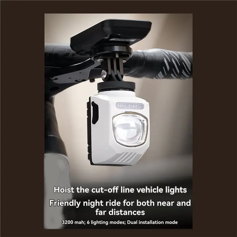 Mountain Road Bike Bicycle Light Lifting Headlight High Brightness Night Riding Illumination Black
