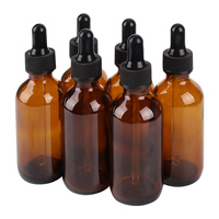 6/12/24 pieces 60ml 2OZ Amber Glass Dropper Bottles with Glass Pipette for Cosmetic Perfume Essential Oils Refillable Bottle