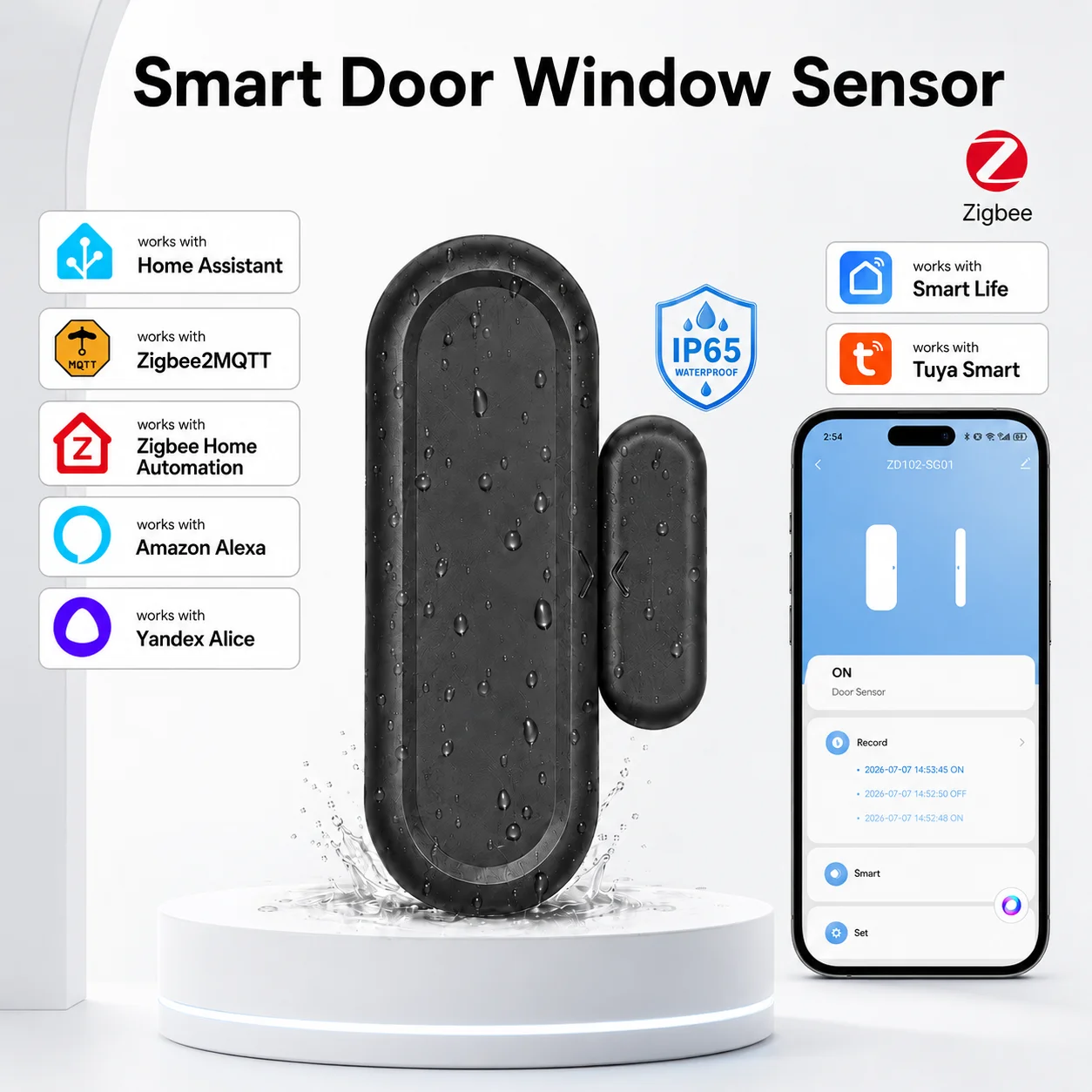 Zigbee 3.0 Door Window Sensor Waterproof Magnetic Contact Detector Alexa Yandex Home Assistant Zigbee2MQTT