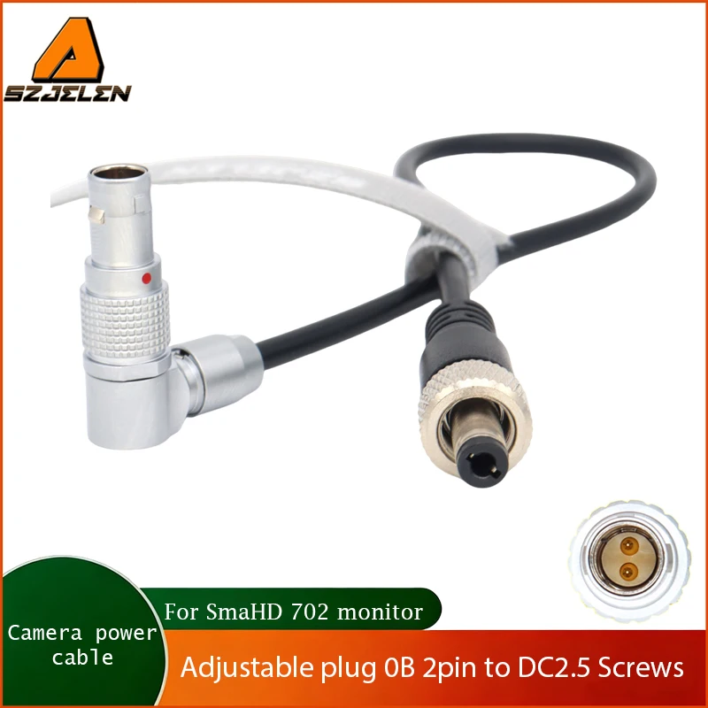 

New Type Camera power output adjustable plug 0B 2pin to DC2.5 Screws for SmaHD 702 monitor power cable , transmission power