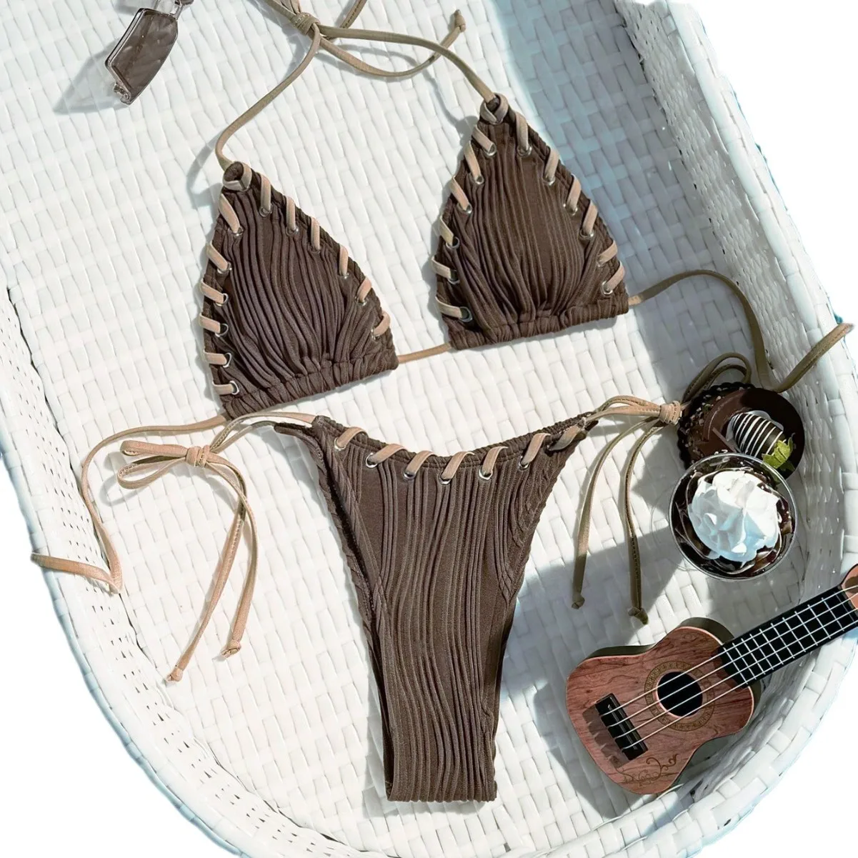 بيكيني المرأة 2025 جديد مثير ملابس السباحة عطلة الشاطئ ثوب السباحة مثير مجموعة البكيني Highwaist #1