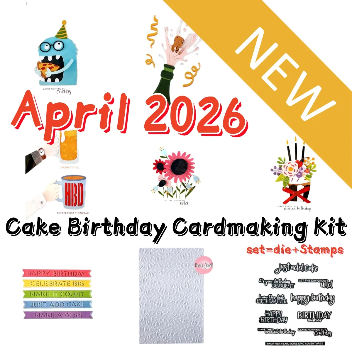 

2026 Cake Birthday Cardmaking Kit Metal Cutting Dies Clear Stamps Hot Foil For DIY Decorating Scrapbook Paper Card Album