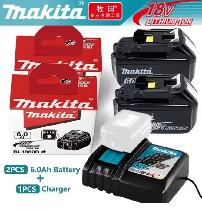 

Makita BL1860 18V 6Ah 5Ah 3Ah 2Ah Battery Power Tools Li-ion Replacement LXT BL1850 BL1840 for 18V Screwdriver with BMS TPCE