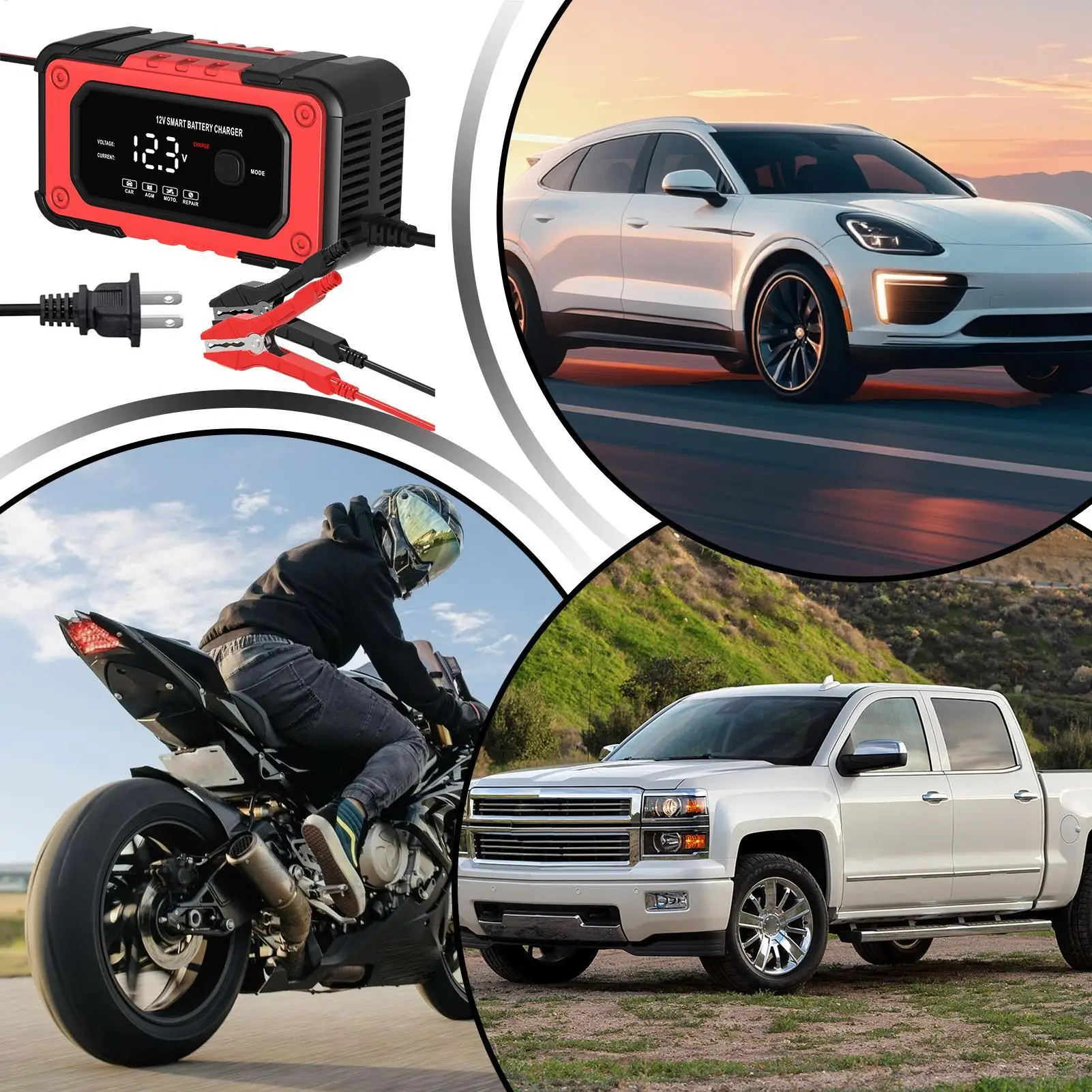 

Автомобильное зарядное устройство 12 В 6А, зарядное устройство с ЖК-дисплеем, автоматический десульфатор для морского грузовика, мотоцикла, квадроцикла