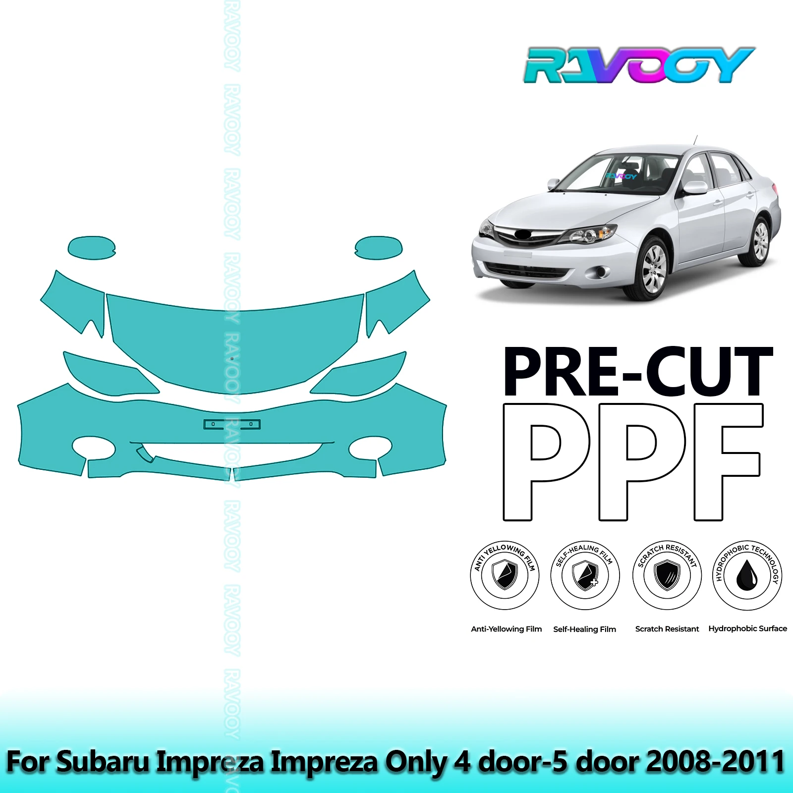 

Car Front Kit Clear Bra Precut PPF Paint Protection Film For Subaru Impreza Impreza Only 4 door-5 door 2008-2011