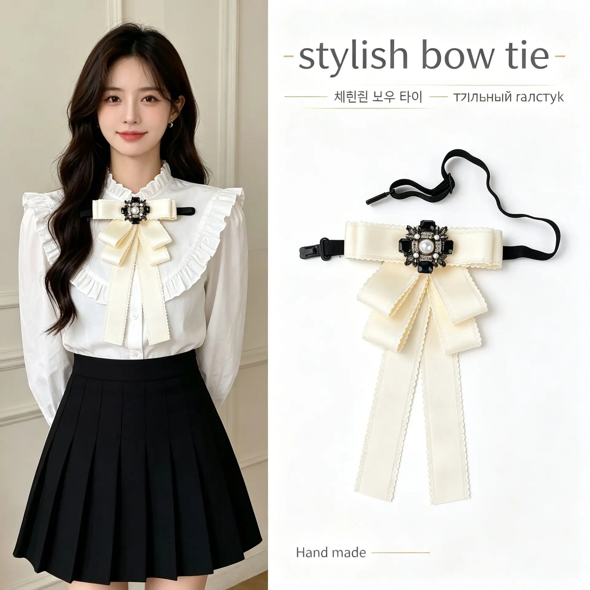 Girls Sweet Ribbon Bow Tie Women British Academy Preppy Style Versatile Accessory Match White Shirt Student Graduation Uniform