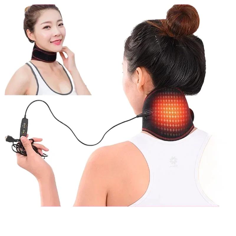 USB Plug Heating Neck Pad Brace Cervical Vertebra Fatigue Therapy RelieverPain Relieve Protecter Health Neck Corrector