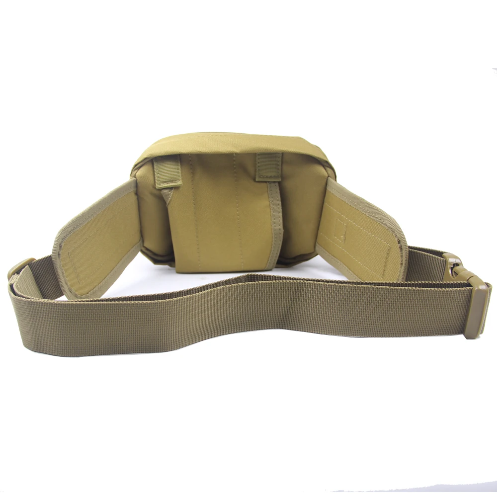 Bolsa de cintura multifuncional para atividades ao ar livre, dobrável, com vários bolsos, ajustável, para caça, camping e corrida.
