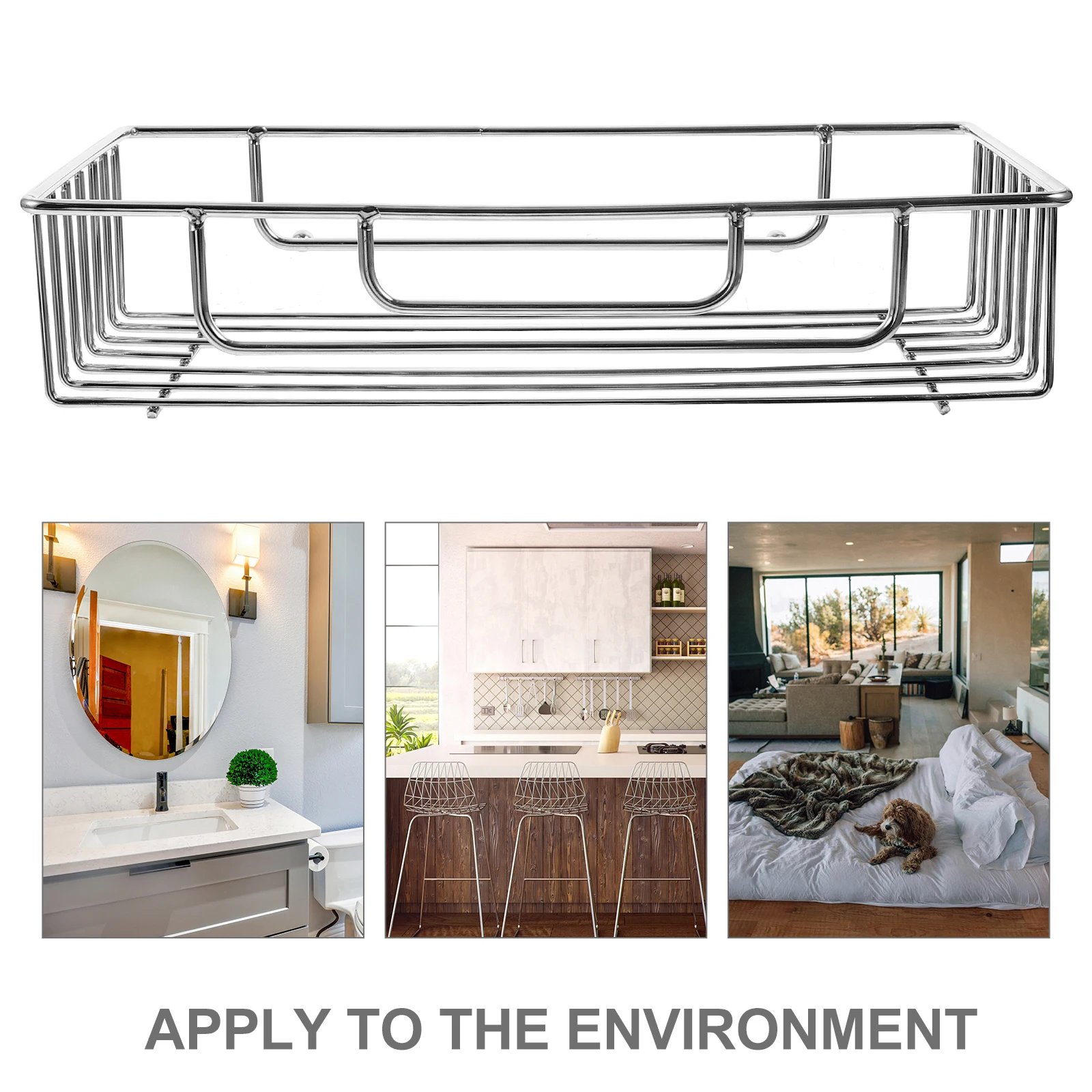 

Stainless Steel Bathroom Storage Basket Large Size Wall ganizer Hollow Bottom Shower Shelf Daily Necessities Holder