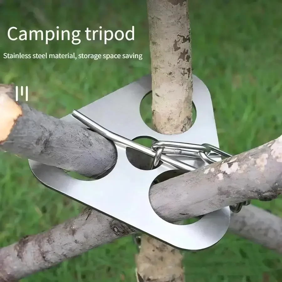 

Camping Tripod BoardTurn Branches into Campfire Tripod Stainless Steel Campfire Support Plate with Adjustable Chain for Camping