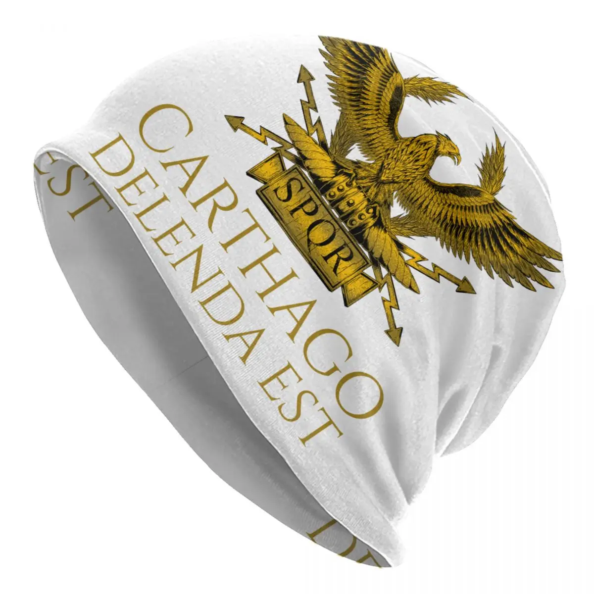 Ancient Classical Roman Carthago Delenda Est Latin Quote Skullies Beanies Caps Knitting Hat Imperial Golden Eagle Bonnet Hats