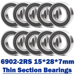 6902-2RS Bearing ( 10 PCS ) 15*28*7 mm Metric Thin Section 6902 2RS Ball Bearings 6902RS 61902 RS For Bicycle