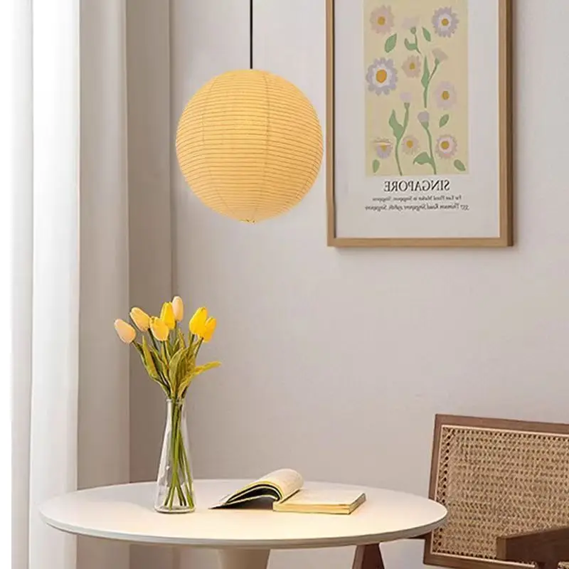 

Modern Light Luxury Minimalist Style Cotton Linen Paper Art Lamp Nordic Circular Dining Room Living Room Atmosphere Lighting