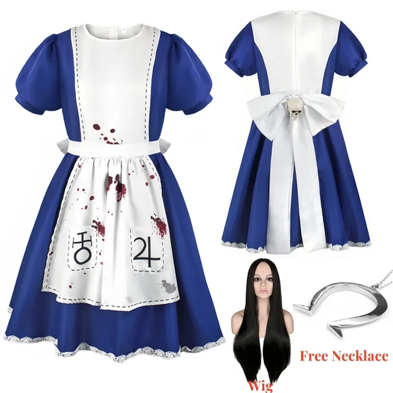 

l2025l Новое аниме платье принцессы Алисы, фартук горничной, платье Game Madness Returns Alice, карнавальный костюм для женщин и девочек, часть Хэллоуина