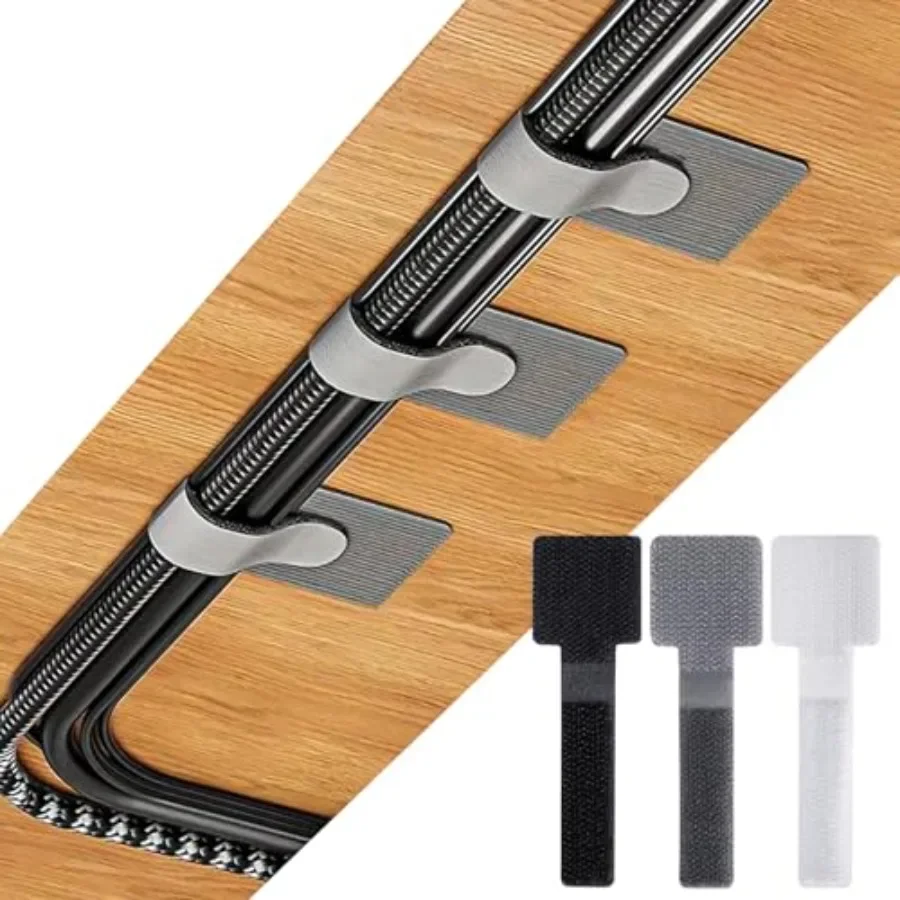 60 Pieces Self-Adhesive Hook and Loop Cable Straps - Perfect for Office and Home Cable Management, Easily Organize Desktop Cabl