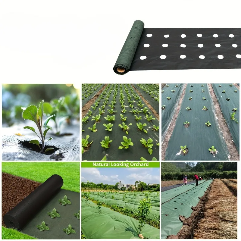 2PCS Breathable PP Weed Barrier, Perforated Ground Cover for Garden Lawn Vegetable Beds