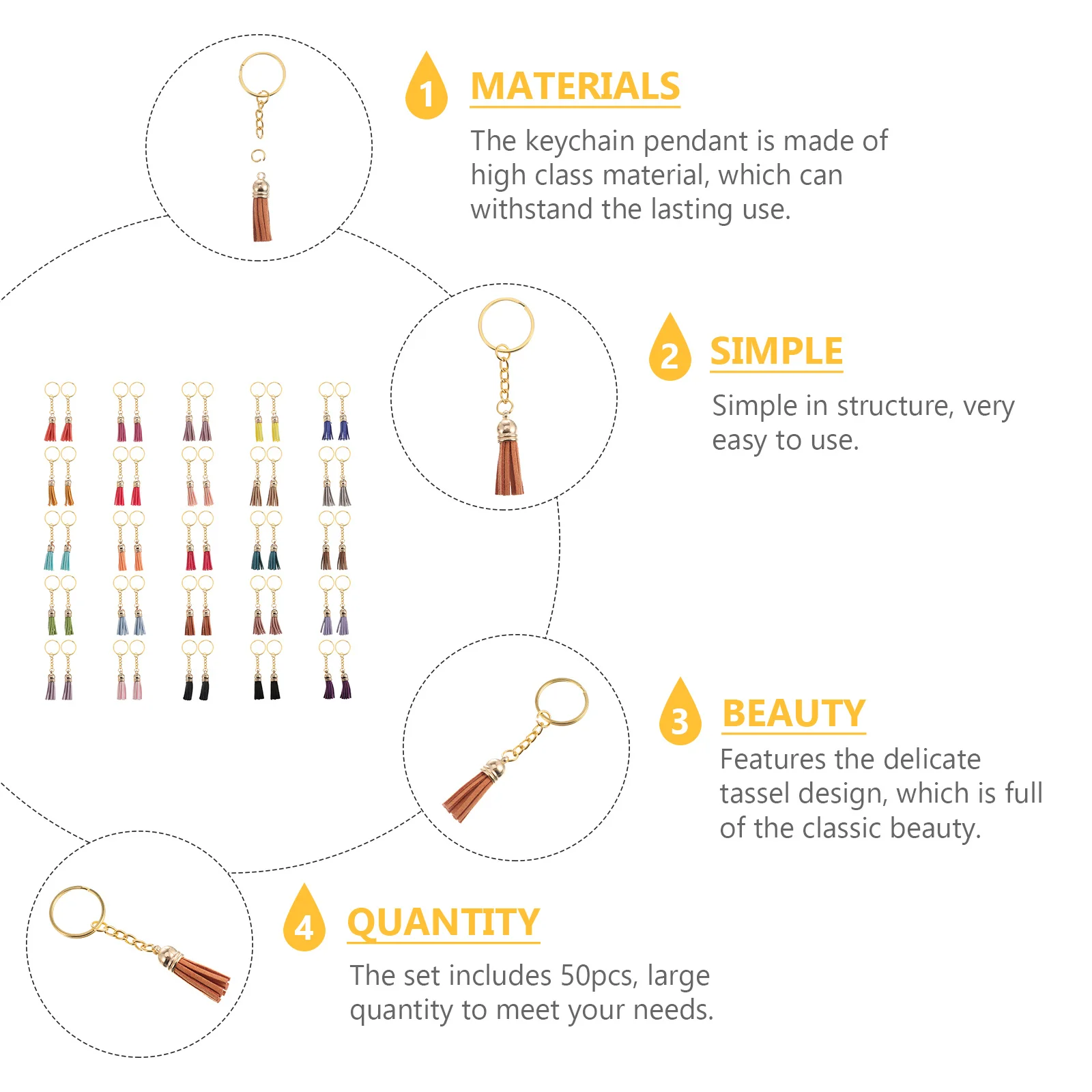 

50pcs Tassel Keychain Diy Pendant For Key Holder Handbag Decor Hanging Charm Accessories Tassel Keychain Decor