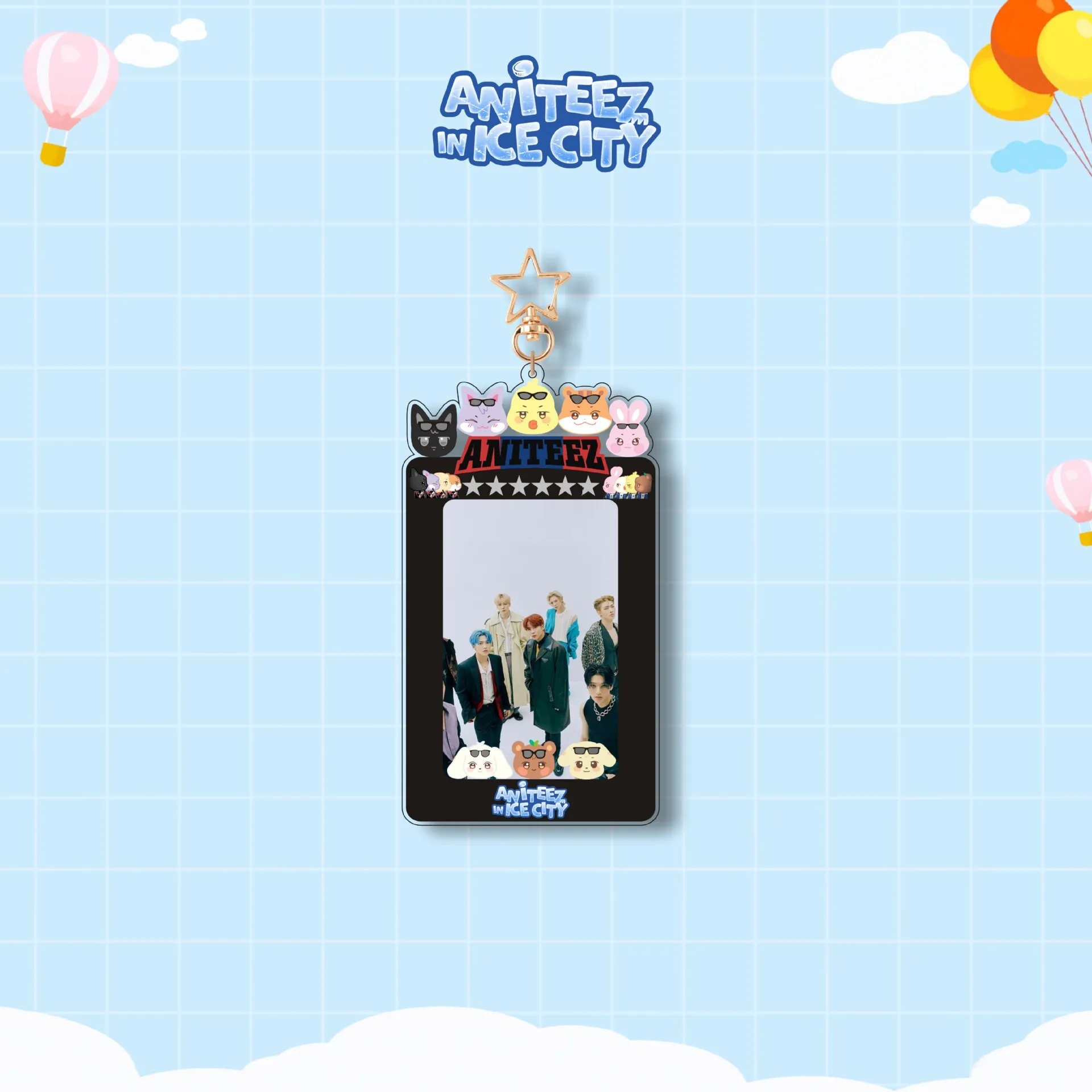 ATEEZ Acrylic Keychain New Cartoon Insertion Bag Accessories Small Card Storage Pendant Star Surrounding