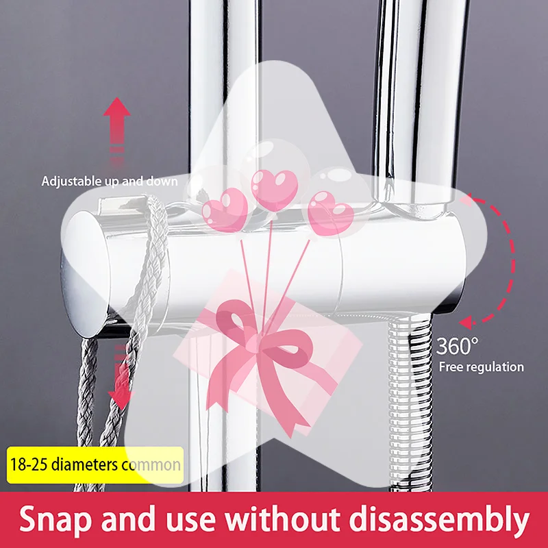 Bathroom Accessories 360° Rotation 18-25mm Adjustable Shower Head Holder Shower Holder Clamp Showerhead Rail Slide Bracket