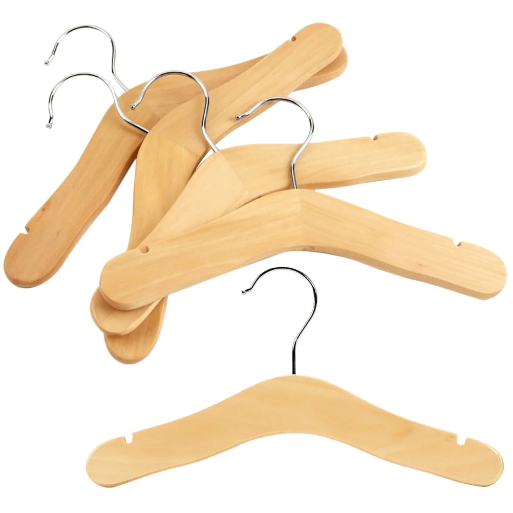 

5Pcs Clothes Hangers Natural Solid Wood Hangers with Metal Reinforcement Heavy Duty Non Deformable Garment