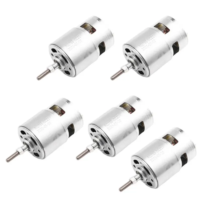 5Pcs 755 DC Motor For Weed Trimmer 21V Grass Cutter Motor With Long Shaft For Efficient Weed Cutting And Trimming