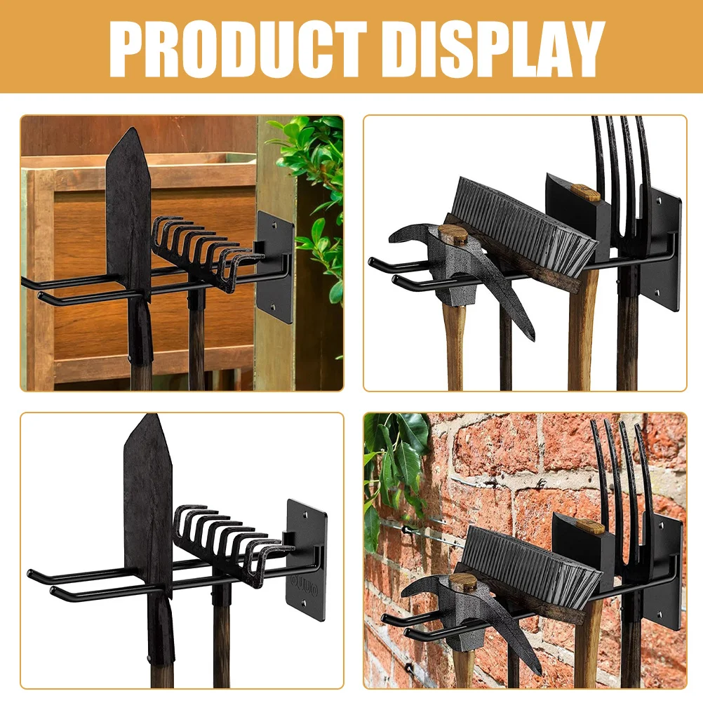 

2Pcs Wall Mount Garden Tool Organizer Iron Broom Holder Mop Rack Rake Storage Holder Garage Cleaning Supplies Organizer