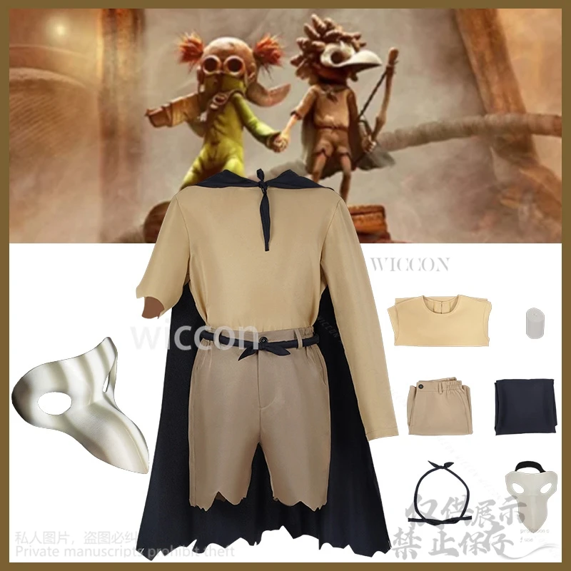 

Low Horror Game Alone Cosplay Night Costume Retro Punk Uniform Top Pants Cape With Furry Mask 3d Props Halloween Cos Customized