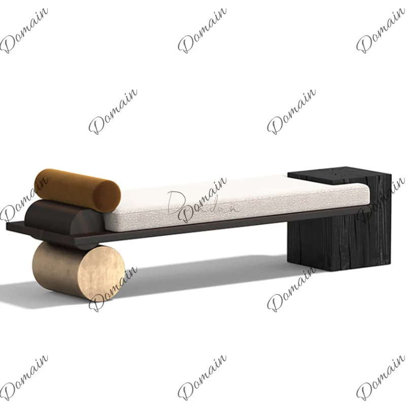 Simple solid wood foyer shoe change stool bedroom bedside stool living room sofa stool designer model room shopping mall