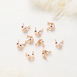 Banhado a ouro Latão Bola Cadeia, Calotte End Crimps, Beads Componentes Conector, DIY Jóias Fazendo Suprimentos, 14K, 18K, 50 Pcs, 100Pcs