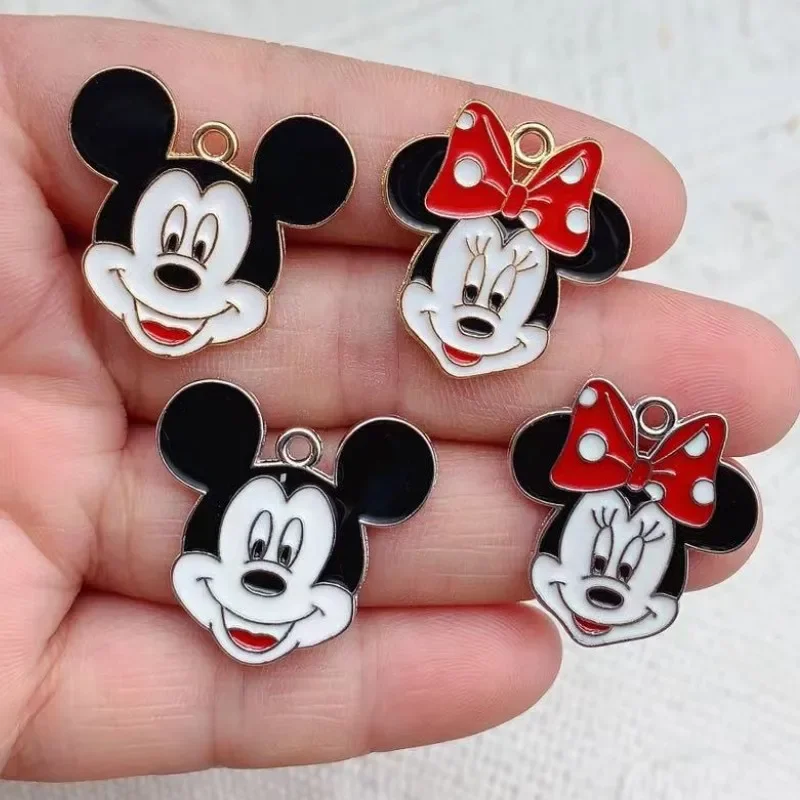 10pcs Cartoon Enamel Mickey Minne Charm Pendants DIY Handmade Earrings Bracelets Necklaces Jewelry Making Crafts Accessories