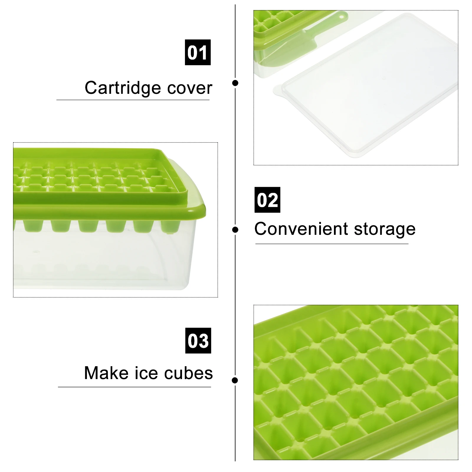 

Ice Grid Set Cube Trays Small with Lids Molds for Freezer Holder Easy Release Square