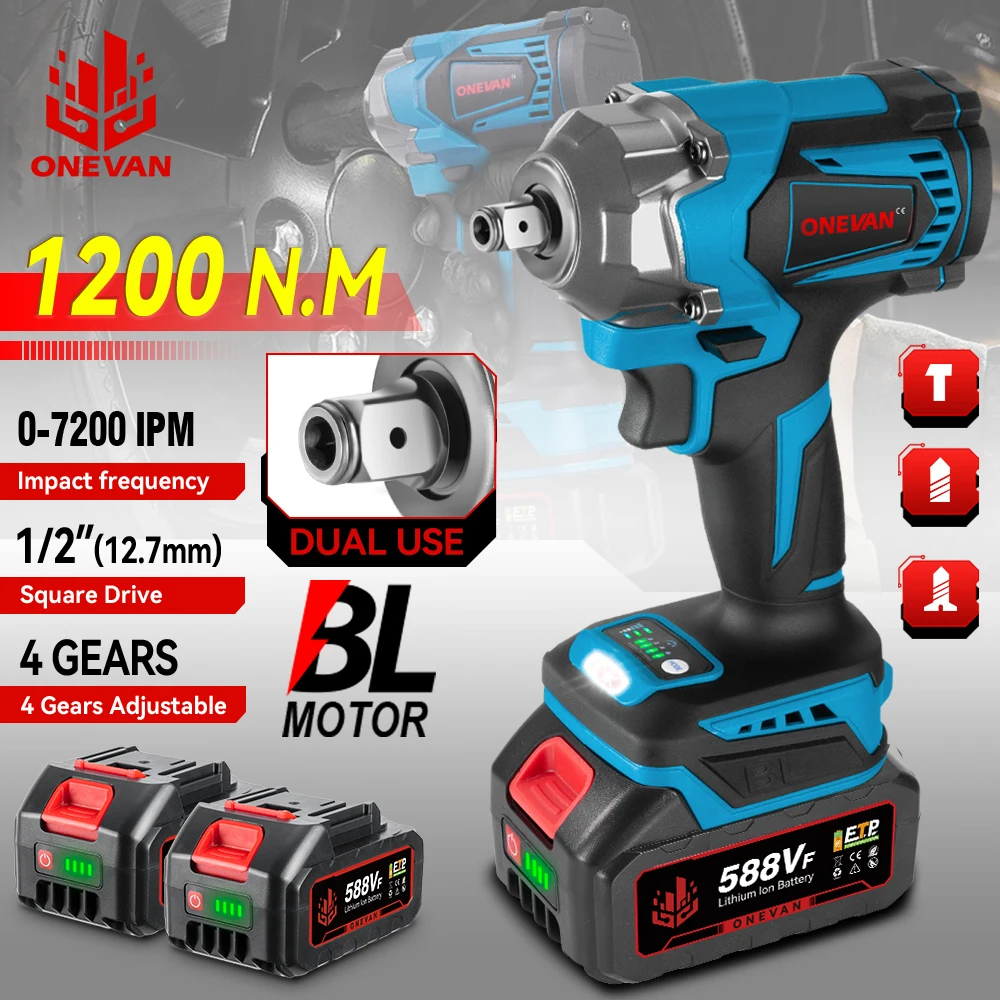 1200N.M Brushless Electric Impact Wrench 1/2Inch Cordless Electric Wrench Screwdriver Power Tool For Makita 18V Battery Pin