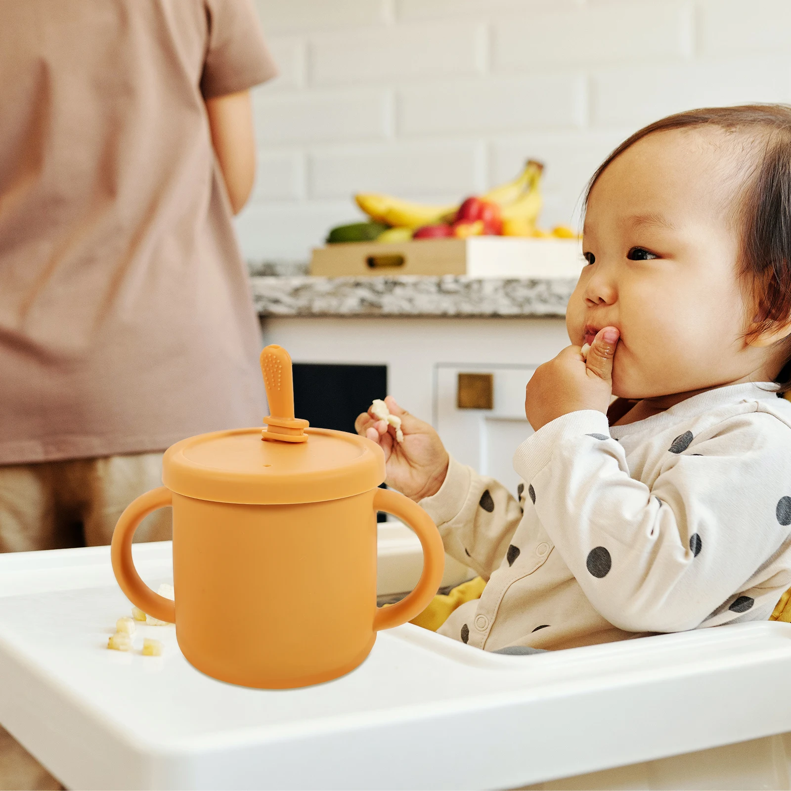 

Silicone Training Water Mug With Handlesdrinking Snack Container Food Container Tea Water Drinking Cup Milk Cup