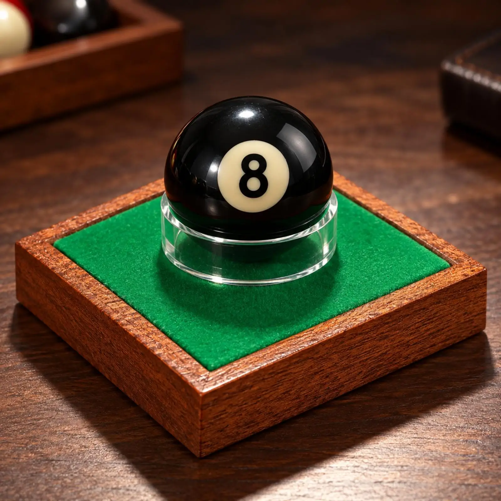 Clear Acrylic Billiard Ball Display Case with Wood Base Dustshield Billiard Ball Holder with Transparent Enclosure