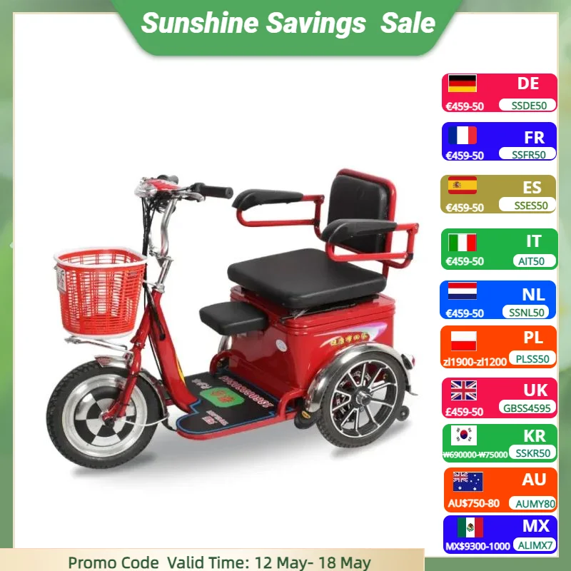 親と子供のための取り外し可能なバッテリー付き電動三輪車、3輪、小型および軽量、48v、350w、14インチ、上級者