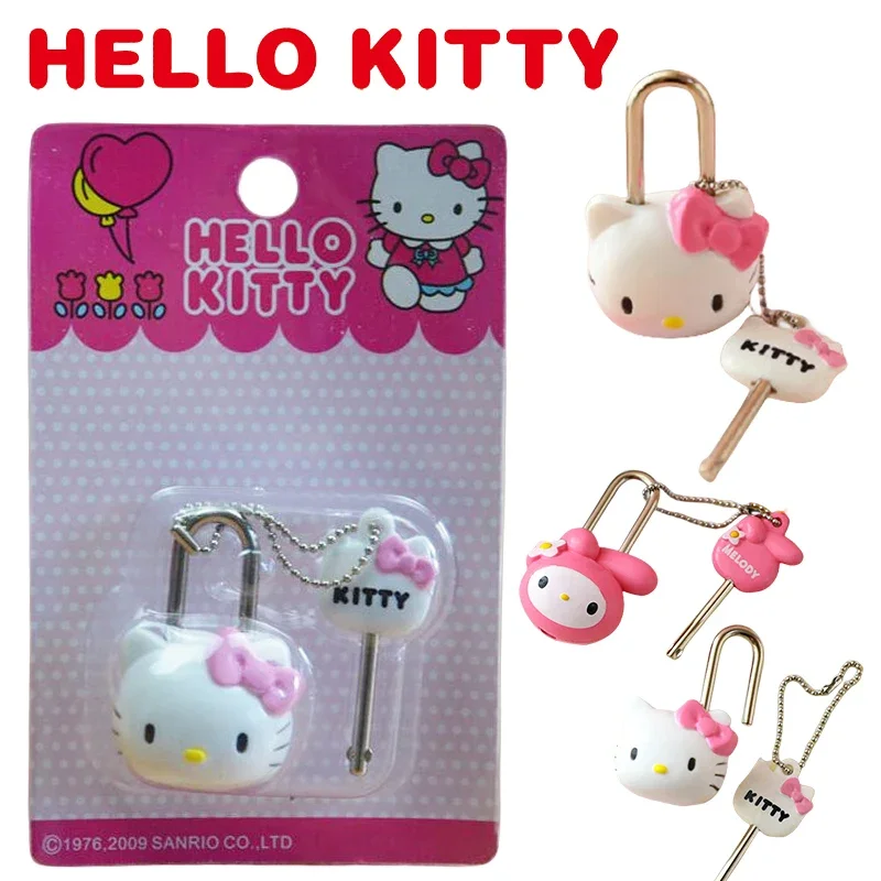 Sanrio Hello Kitty Padlock Vintage Metal Mini Padlock Cute Bag Suitcase Luggage Box Key Lock with Key Travel Suitcase Diary Lock