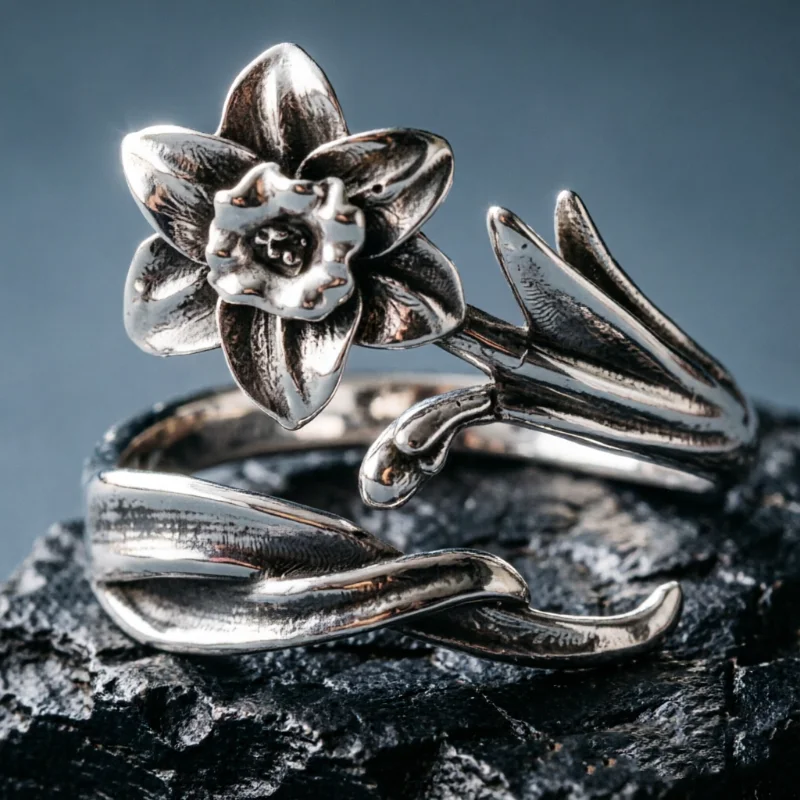 Unisex Punk-Stil Nischen-Blumenmuster Handgefertigter Feinöffnungsring Mode Vintage Party Alltag Bankett Vintage Schmuck Accessoires Kunsthandwerk
