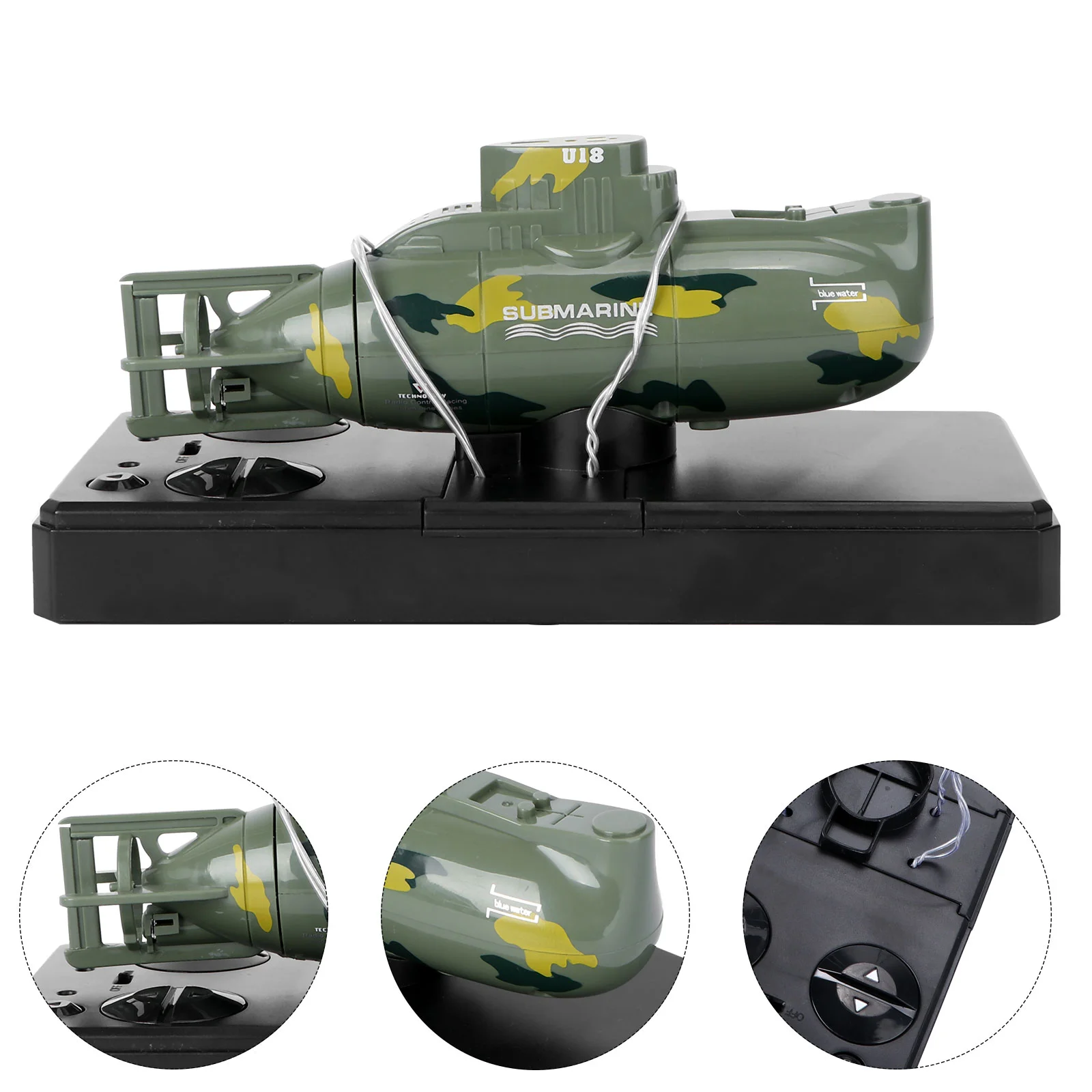 RC Submarine Mini Boat 37V Plastic Mini Submarine Boat RC Toy Boat Waterproof Diving Gift for Kids (Dark Green)