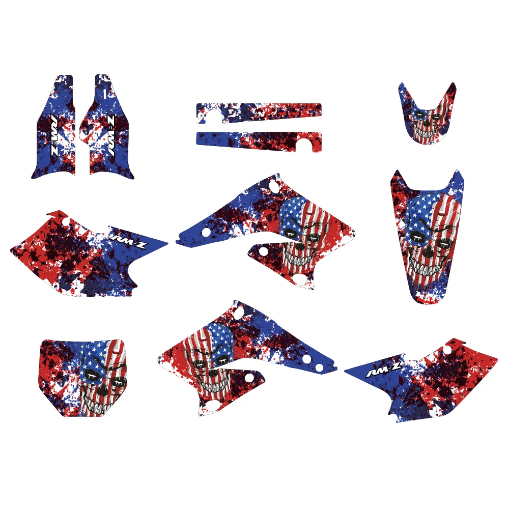 Full Set Off-Road Motorcycle Body Decals Graphics Kit for Suzuki RMZ250 2004-2006 Custom Durable Waterproof UV Anti-Scratch