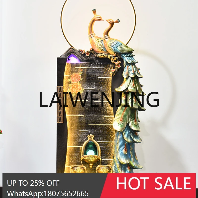 RWJ Peacock Flowing Water Ornaments Large Floor Humidifier Fortune Fountain Landscape