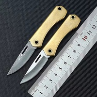 Outdoor Brass Folding Knife Portable Edge Fruit Knife Open Courier Package Pendant Knife Pocket Knife Self-defence Delivery Tool