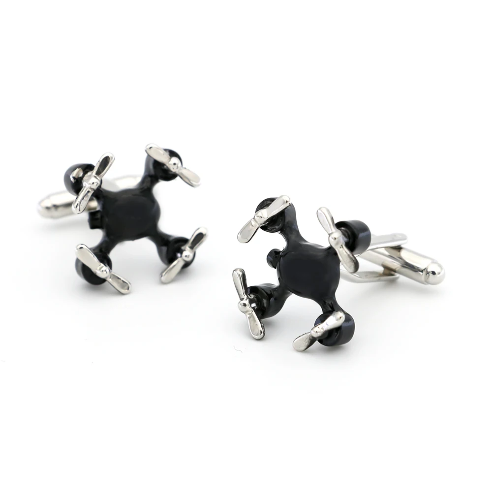 Unmanned Drone Cuff Links For Men UAV Design Quality Brass Material Black Color Cufflinks Wholesale&retail
