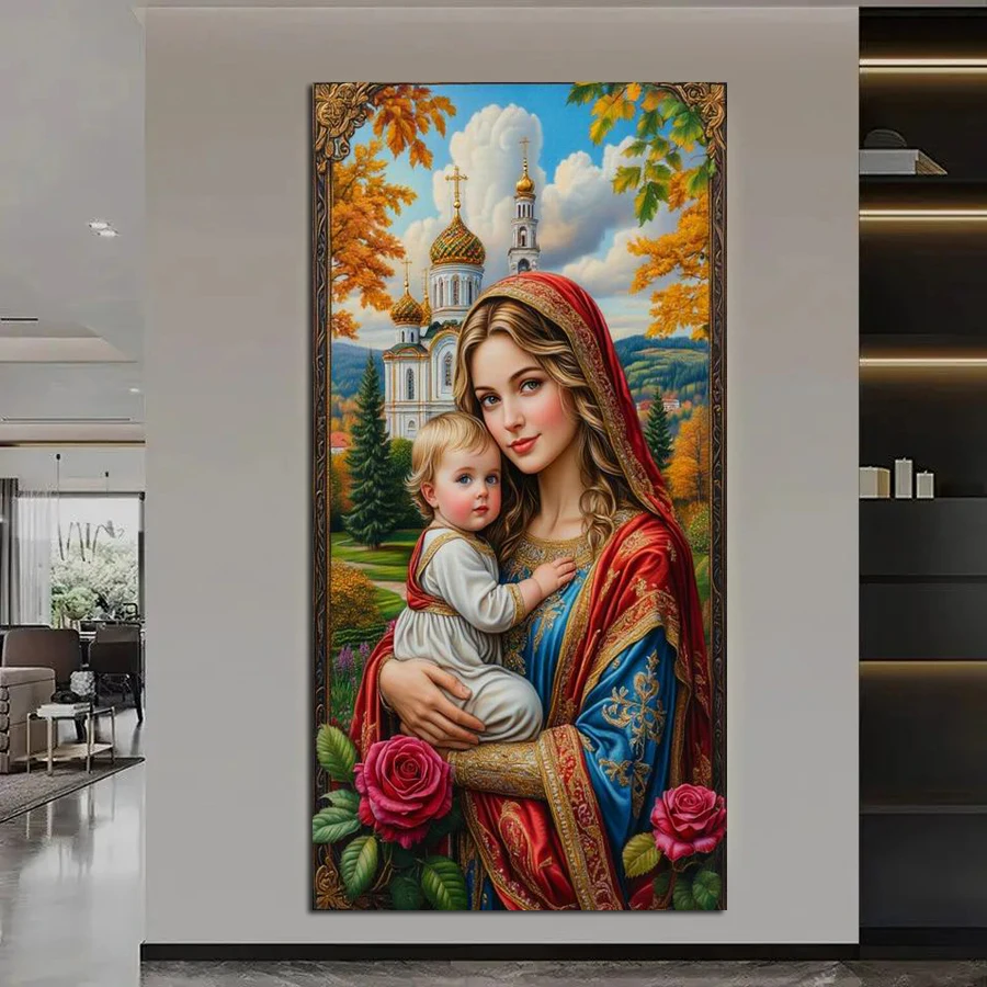 

Church of the Virgin Mary and Children Large Size Diy Diamond Arts Painting Full Square Round Drill Mosaic Embroidery Picture