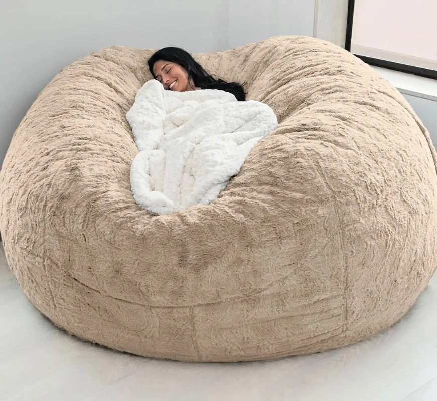 0A2024 Double Multiplayer Lazy Sofa Bean Bag Living Room Sofa Bed Simple Sofa Tatami Black White