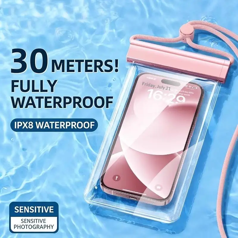 【AD】Universal Transparent Waterproof Touchscreen Phone Pouch Outdoor Diving And Swimming Crossbody Phone Case Daily Use Travel