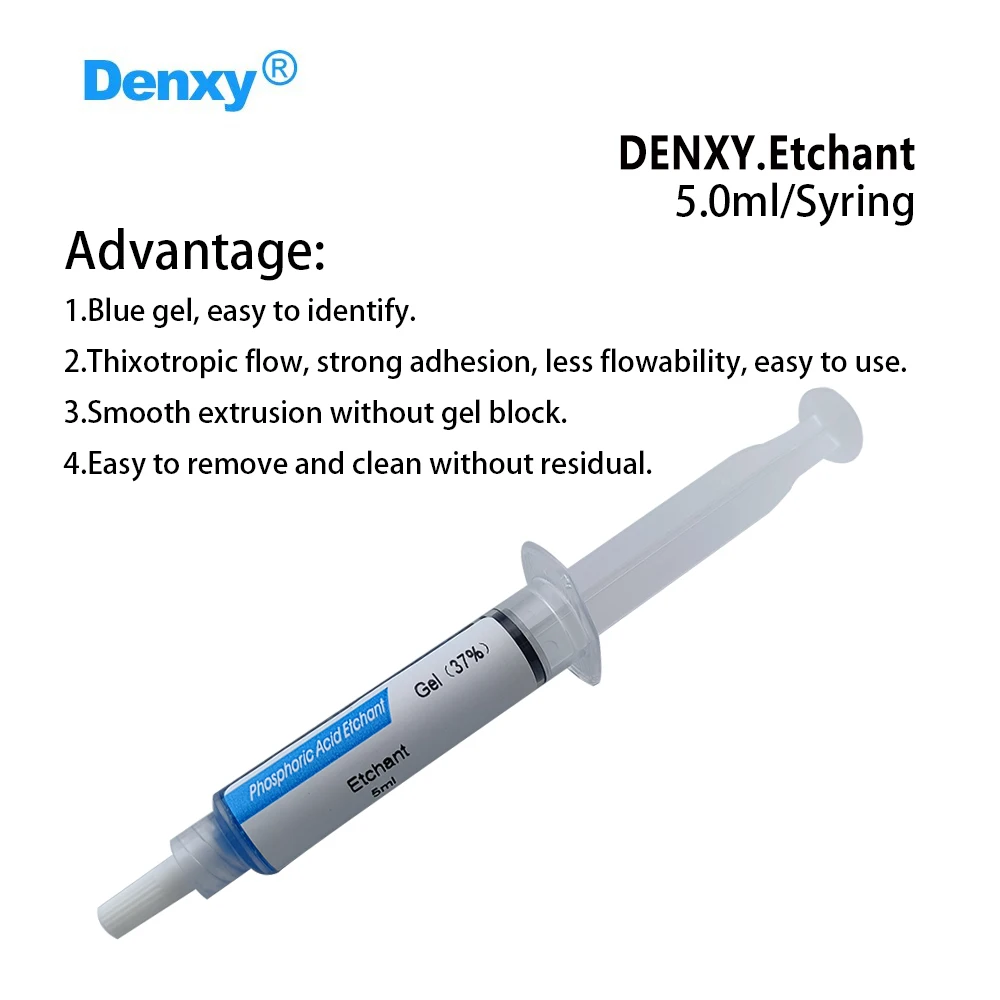 Denxy Etchant 5 pcs/Lot Dental 37% Phosphoric Acid Etching Gel Orthodontic Material for Dentist Enamel and Dentin Etching