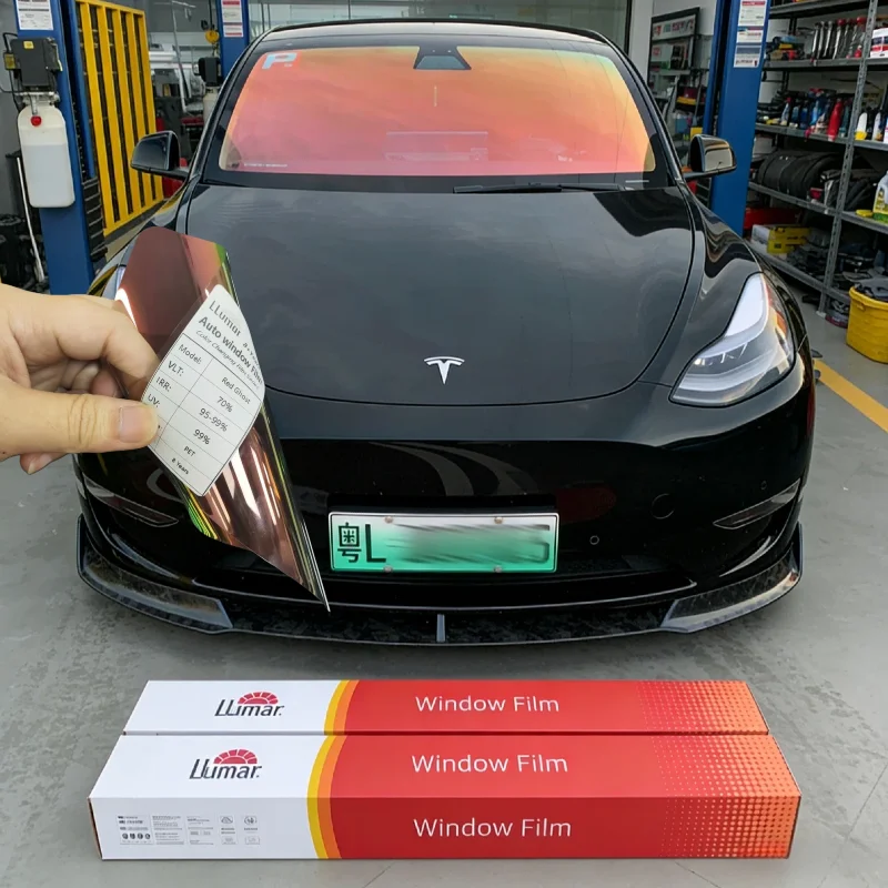 Premium Colorful Window Tint Film Llumar Chameleon Red Ghost 70% VLT Nano Ceramic High Heat Rejection IRR99% UV99% Clear Safe